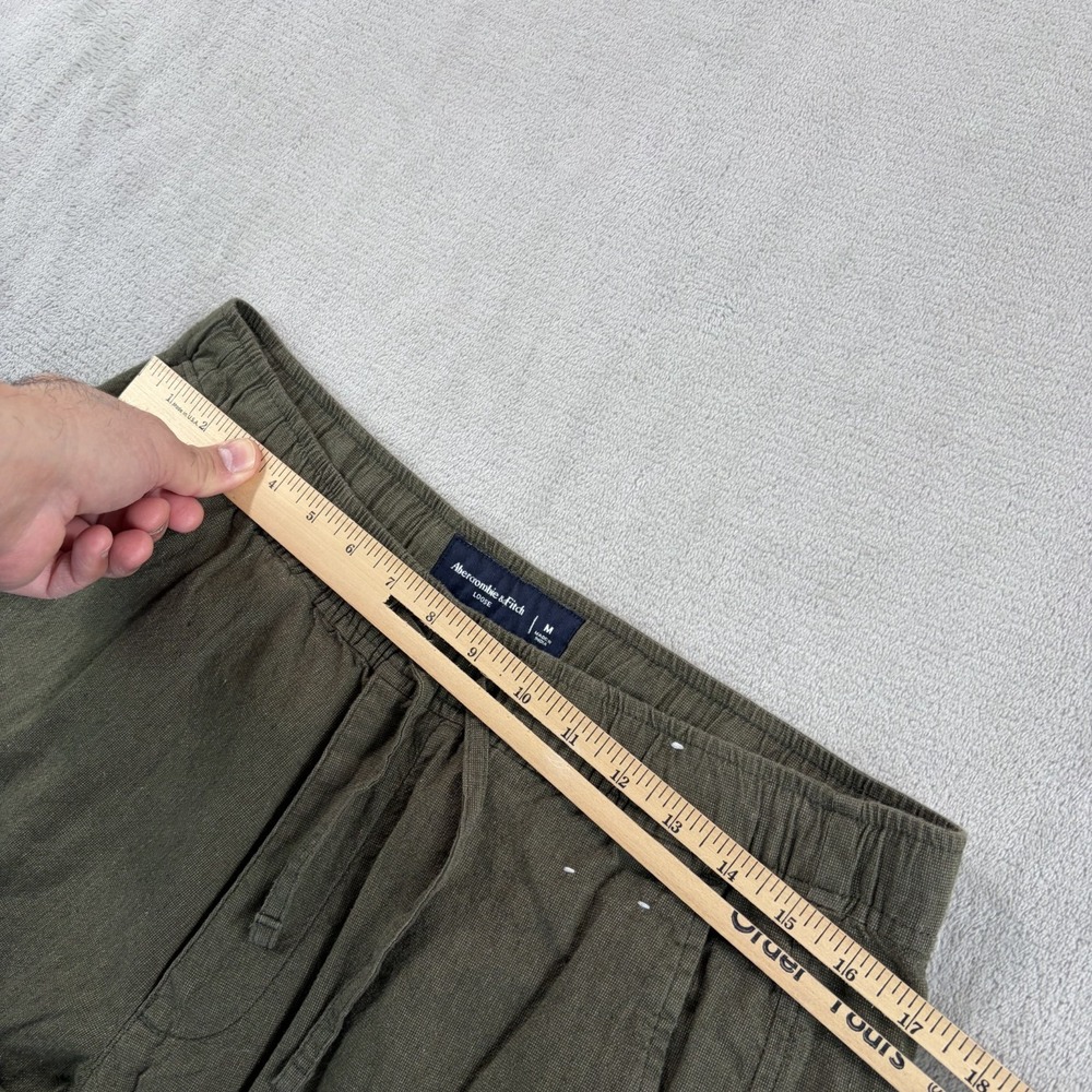 Abercrombie & Fitch Stretch Linen Blend Lounge Pants in Olive Green Men Medium - Picture 5 of 11